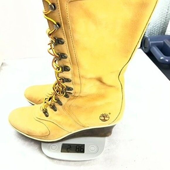 Timberland Knee High Lace-Up Yellow Genuine Leather Boots Womens Size 9M - Picture 13 of 13